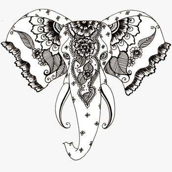 African Elephant Henna Tattoo Drawing - Elephant Tattoo Png, transparent png download