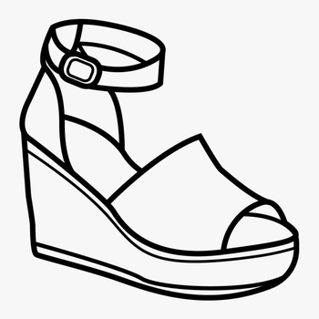 Wedge Sandal Clipart Black And White, transparent png download